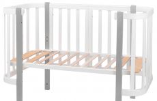 Ліжечко Babyroom Місяць білий - сірий, 120x60 см, 4 рівні, матеріал вільха/бук